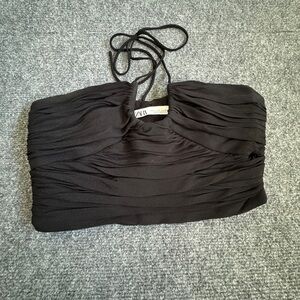 Zara Black Ruched Crop Top